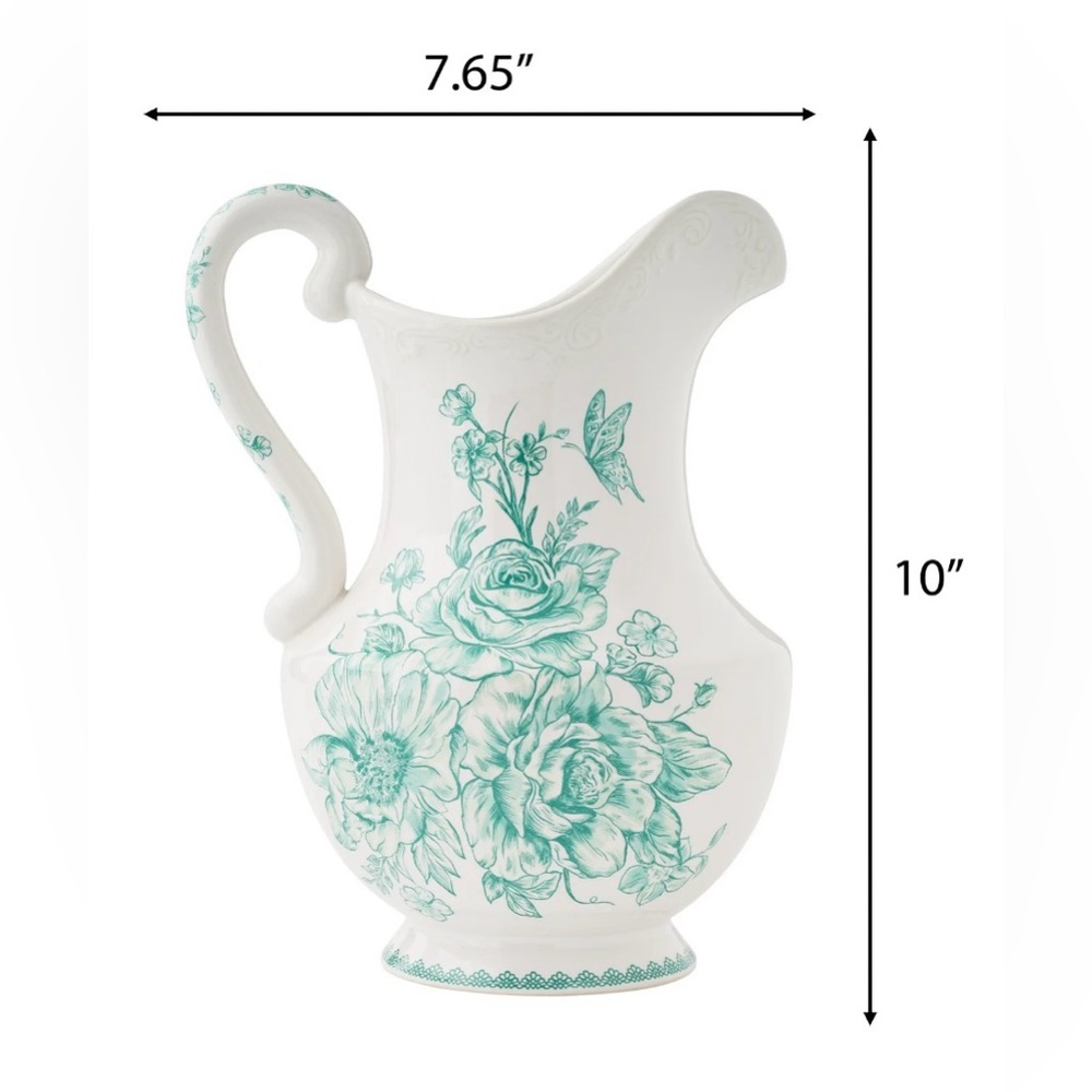 Limited⏳Offer Pioneer Woman Agatha Green Stoneware 2-Qt Pitcher - Picture 5 of 5
